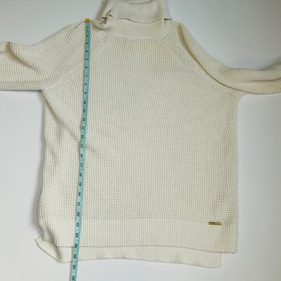 Michael Kors Knit Sweater Turtleneck Off White Chunky Warm Long Sleeve Medium - Picture 4 of 7